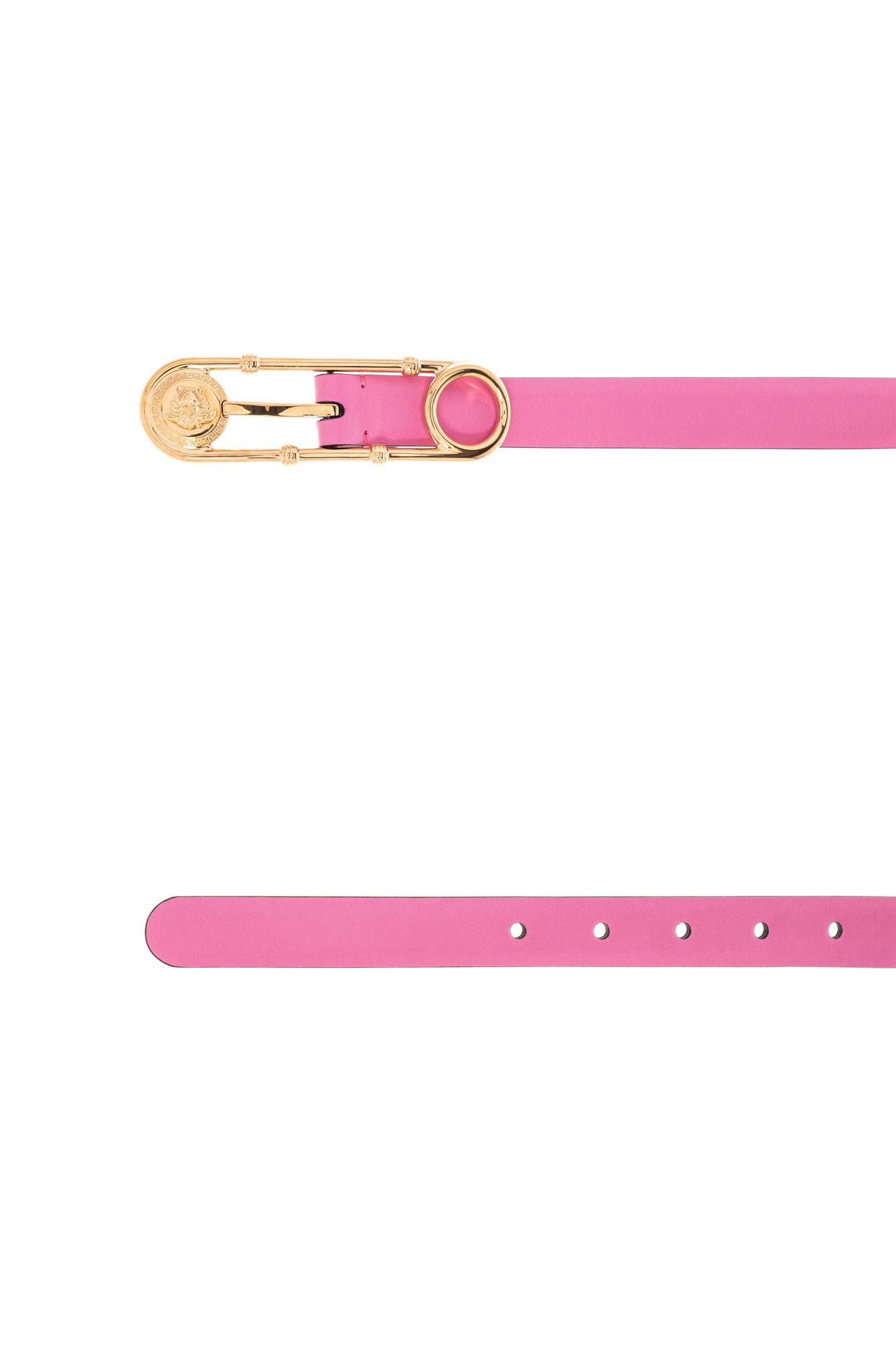 ベルト VERSACE Woman Belt Multicolor 1014415DV3T 1RB3V Versace Multi-Color Leather Trimmed Greeca Print Logo Belt